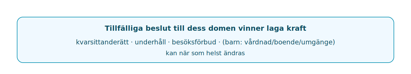 Provisoriska beslut ordnar tillvaron under processen; de kan alltid omprövas.