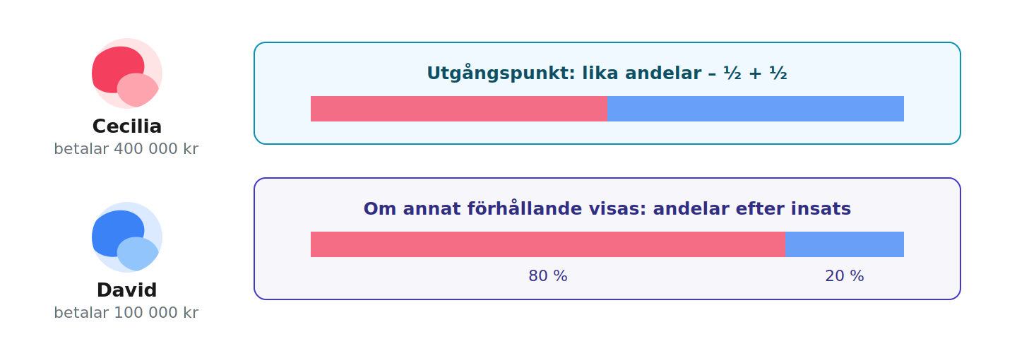 Cecilia och David: hälftenpresumtionen och insatserna